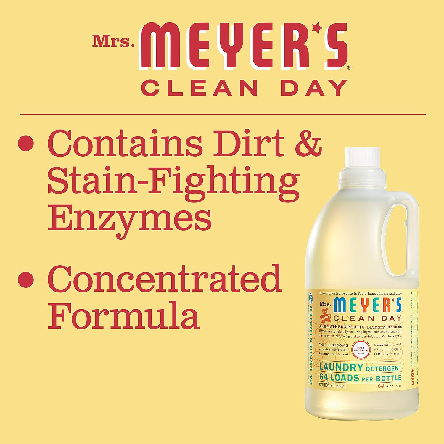 MRS. MEYER'S CLEAN DAY Liquid Laundry Detergent, Biodegradable Formula Infused with Essential Oils, Lavender, 64 oz (64 Loads)