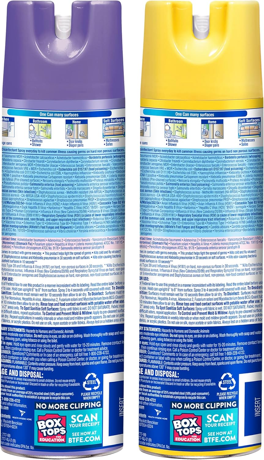 Lysol Disinfectant Spray, Sanitizing And Antibacterial Spray, For Disinfecting And Deodorizing, Early Morning Breeze, 19 Fl Oz (Pack Of 2), Packaging May Vary