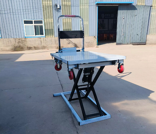 Hydraulic Mobile Lift Table Scissor Lift Cart, Electic Scissor Lift Table w/ 4 Wheels for Material Handling, Small Flat Cart for Easy Transportation