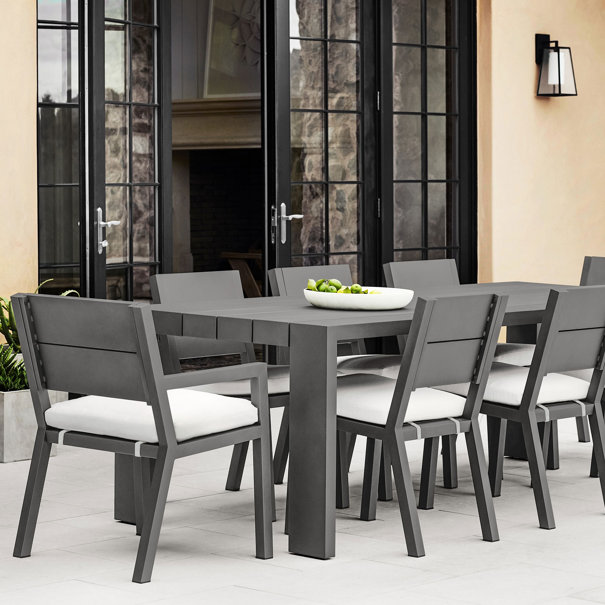 Larnaca Outdoor Slate Grey Metal Dining Armchair