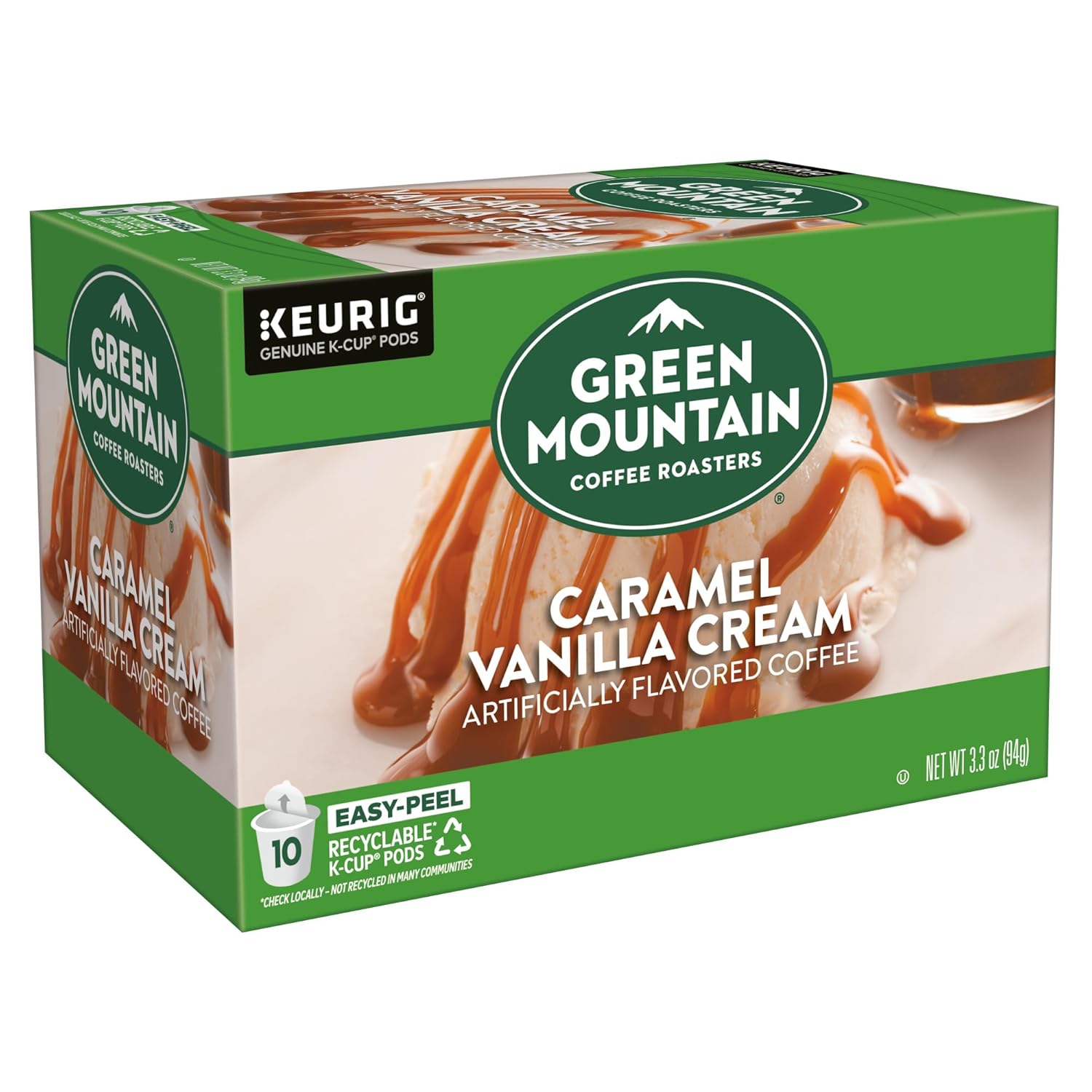 Green Mountain Coffee Roasters Caramel Vanilla Cream Keurig Single-Serve K-Cup pods, Light Roast Coffee, 72 Count (6 Packs of 12)