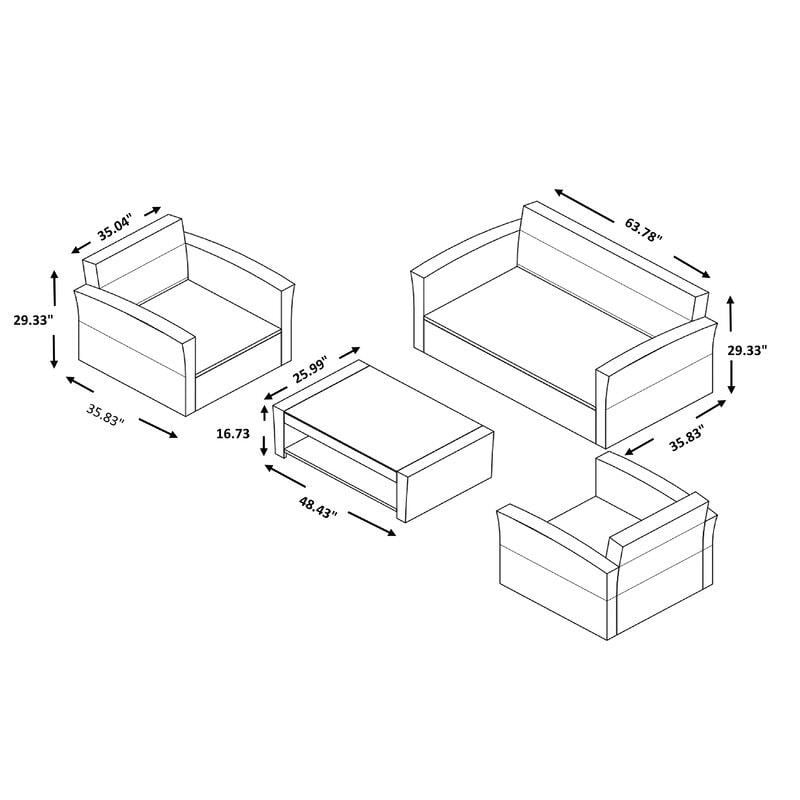 Emlee Wicker/Rattan 4 - Person Seating Group with Cushions
