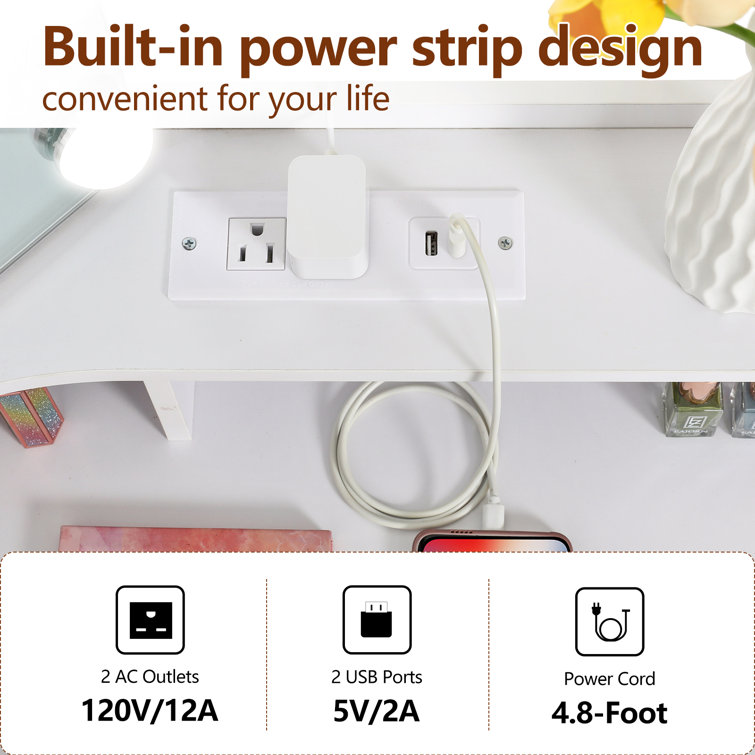 Evangelos Vanity Set with Stool and Mirror