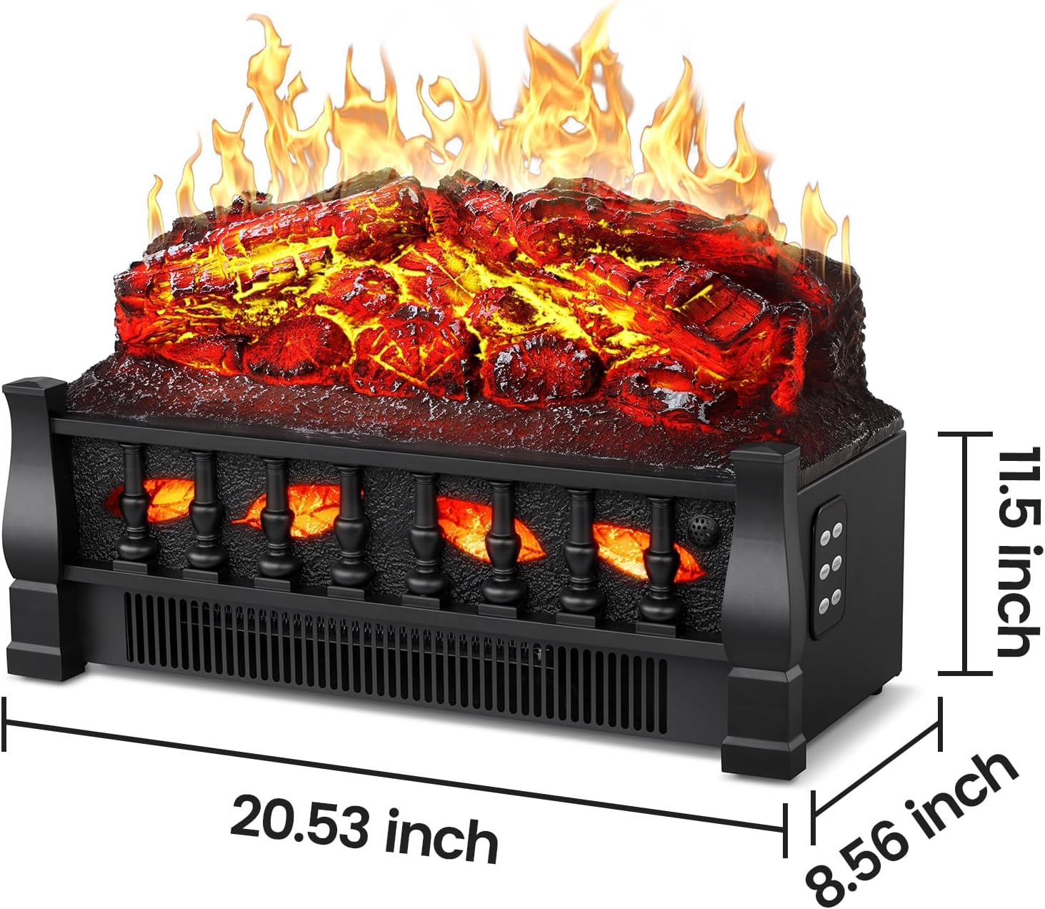 21 Inches Electric Fireplace Insert Log Heater Set, Freestanding Heater with Adjustable Flame Brightness and Flicker Speed, 750w/1500w Heating, Overheat Protection, Remote Control