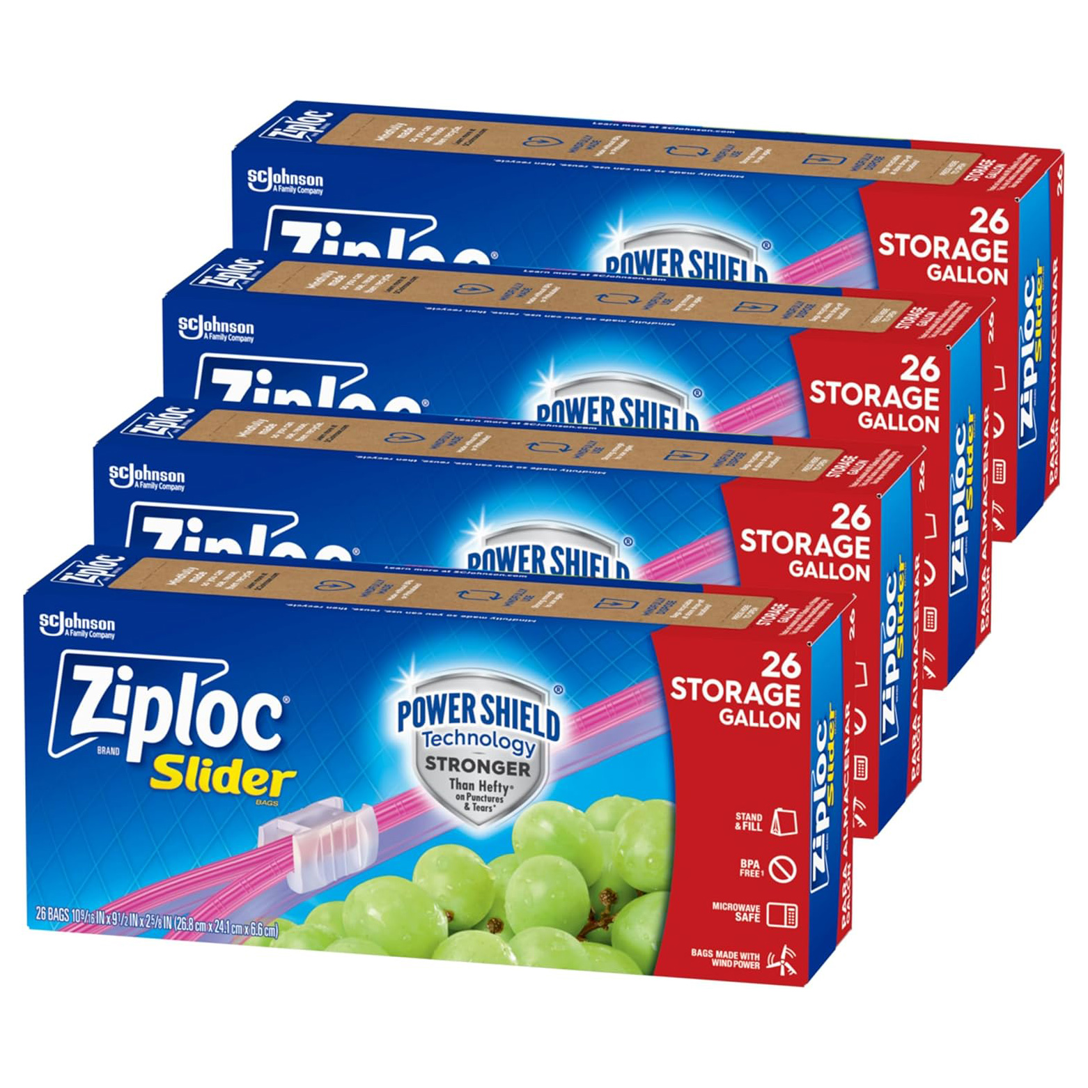 Ziploc Gallon Food Storage Slider Bags, Power Shield Technology for More Durability, 104 Bags Total