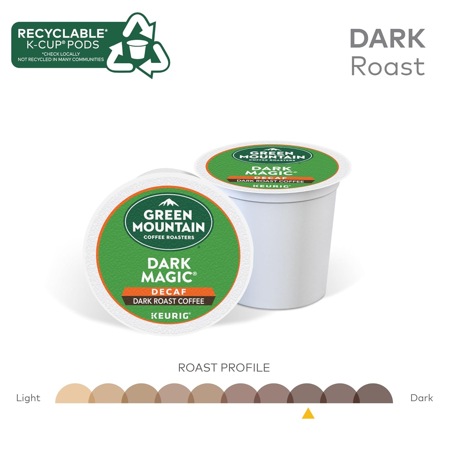 Green Mountain Coffee Roasters Dark Magic Keurig Single-Serve K-Cup Pods, Dark Roast Coffee, 72 Count (6 Packs of 12)