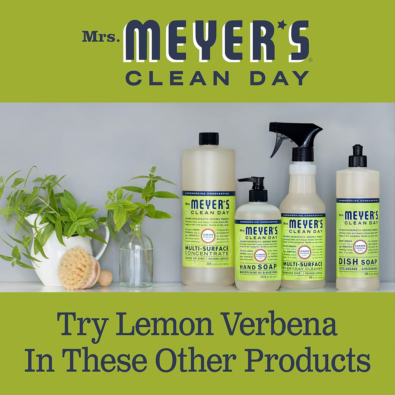 MRS. MEYER'S CLEAN DAY Liquid Hand Soap Refill, Cruelty Free and Biodegradable Formula, Lemon Verbena Scent, 33 oz