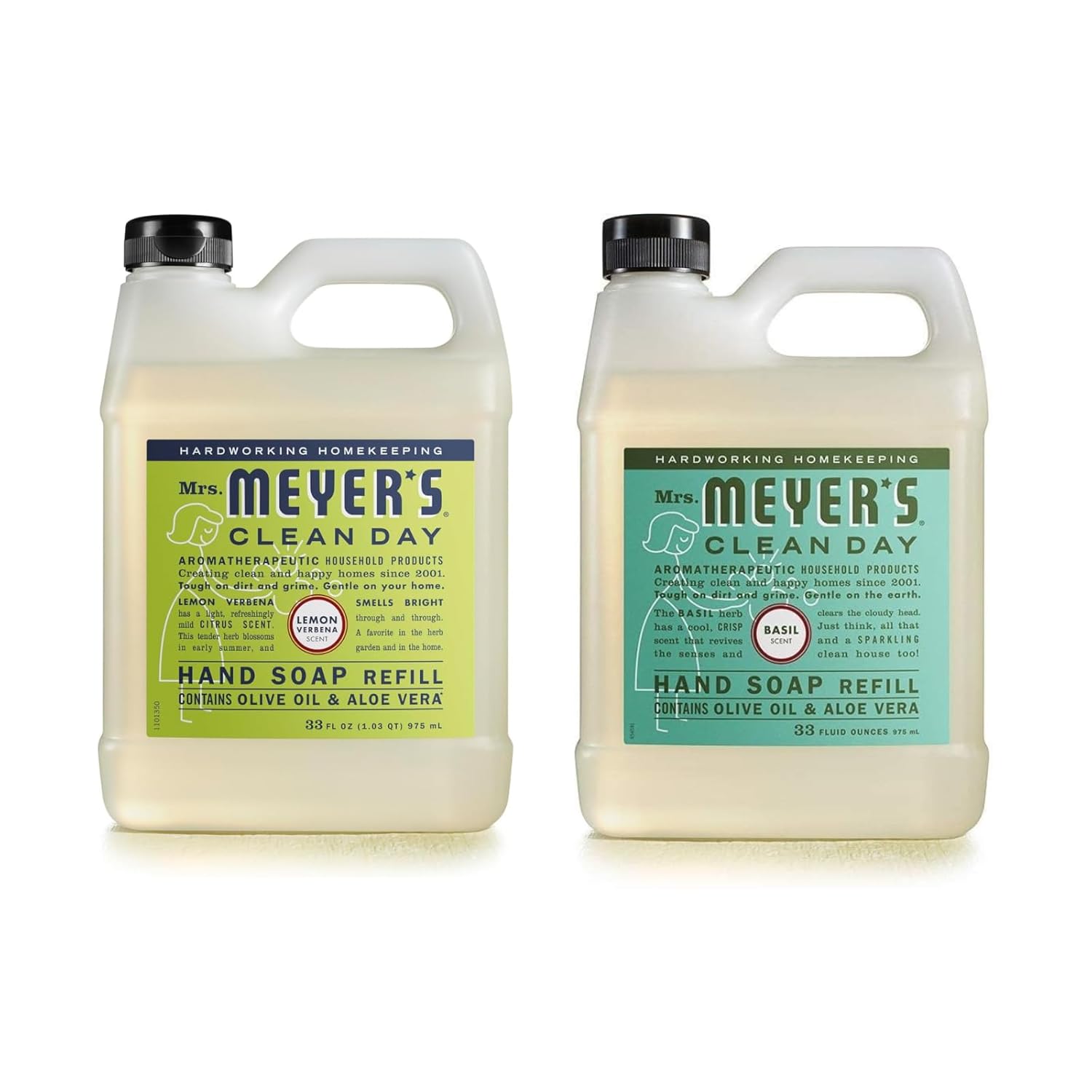 MRS. MEYER'S CLEAN DAY Liquid Hand Soap Refill, Cruelty Free and Biodegradable Formula, Lemon Verbena Scent, 33 oz