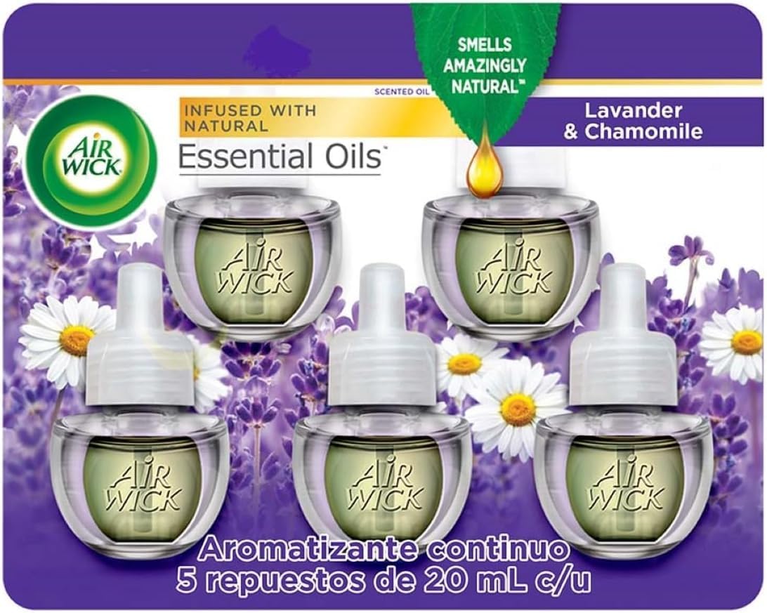 Air Wick Plug in Scented Oil Refill, 5ct, Fresh Linen, Essential Oils, Air Freshener