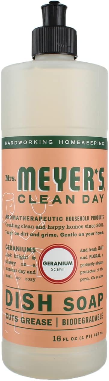 MRS. MEYER'S CLEAN DAY Liquid Dish Soap, Biodegradable Formula, Basil, 16 fl. oz - Pack of 3