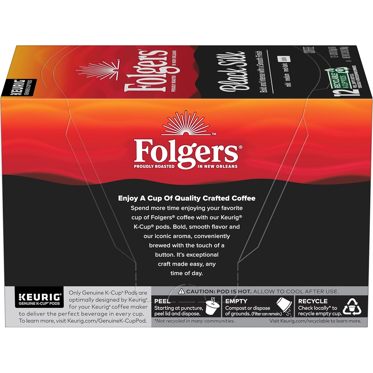 Folgers Classic Roast Medium Roast Coffee, 72 Keurig K-Cup Pods