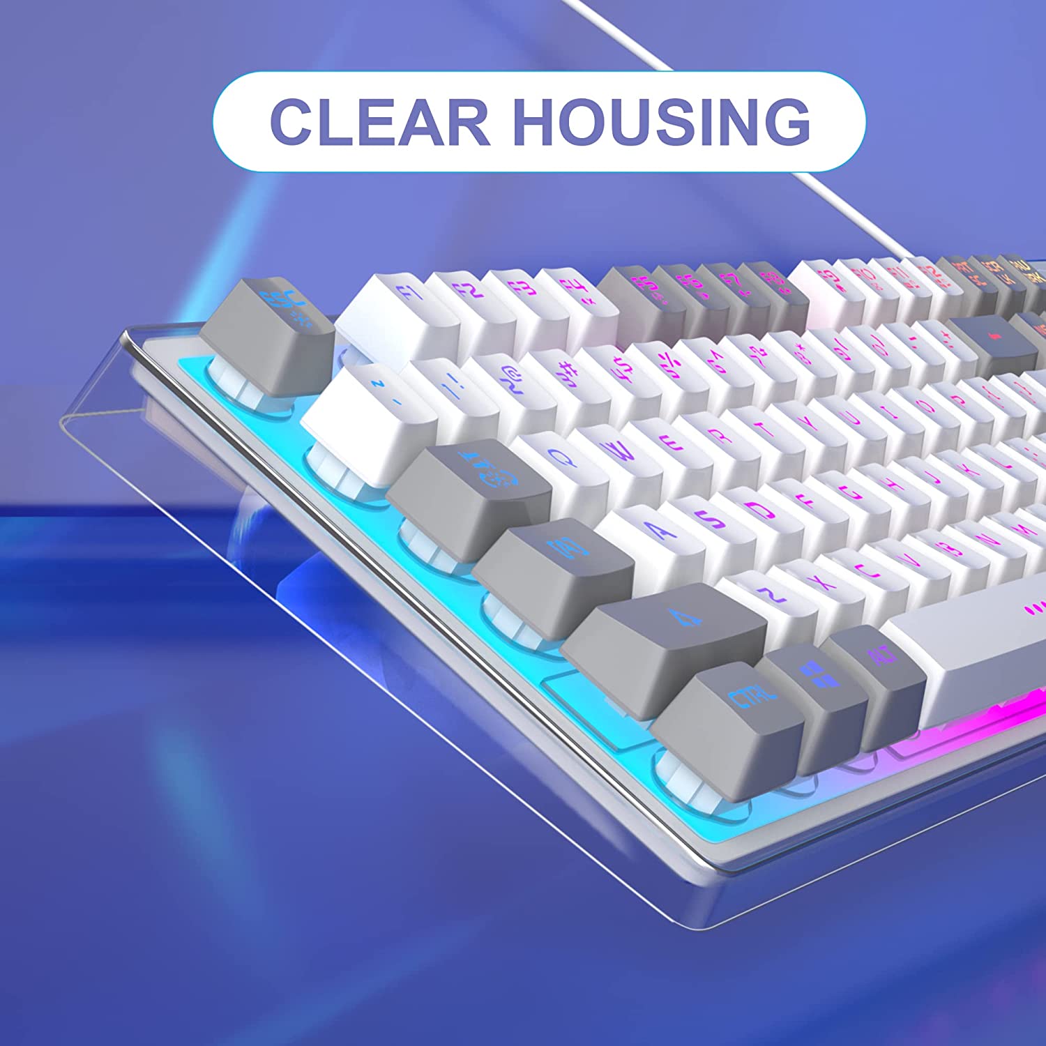 Gaming Keyboard and Mouse Combo, K1 RGB LED Backlit Keyboard with 104 Key Computer PC Gaming Keyboard for PC/Laptop(White)