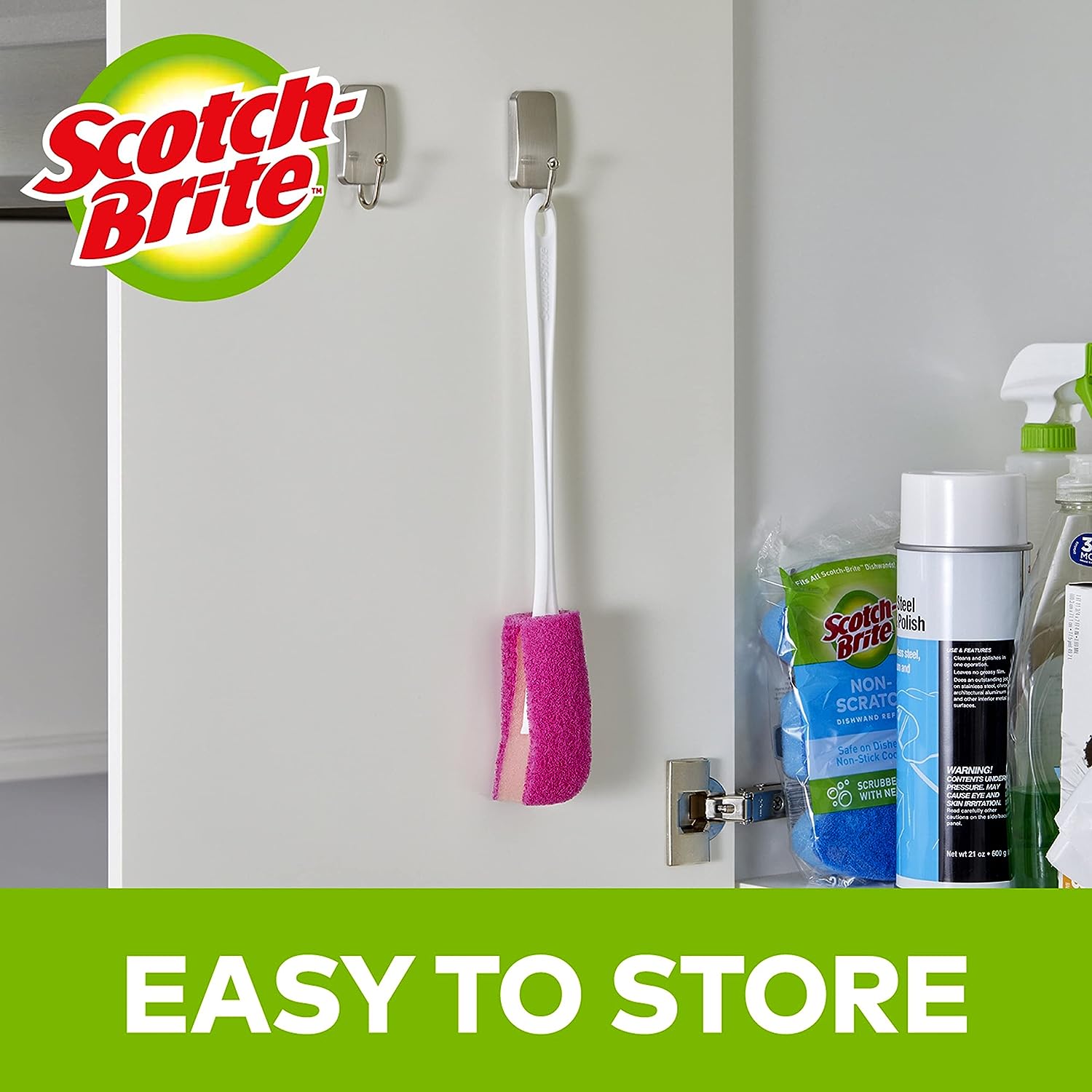 Scotch-Brite Kitchen Brush Kit - Glass and Water Bottle Brush & Advanced Soap Control Dishwand Brush - Scrub Brushes for Cleaning Kitchen and Washing Dishes