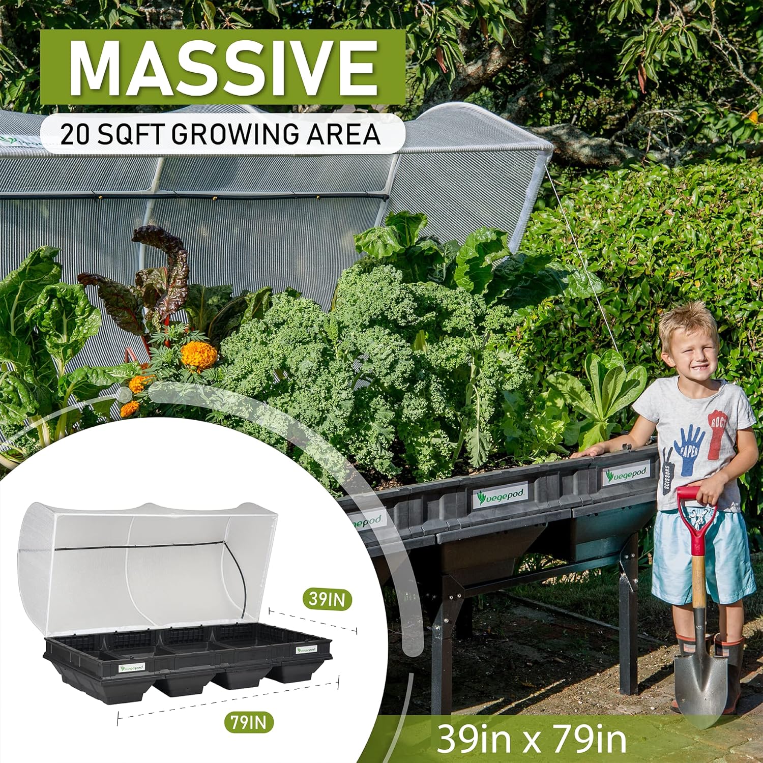 Vegepod - Raised Garden Bed - Self Watering Container Garden Kit with Protective Cover