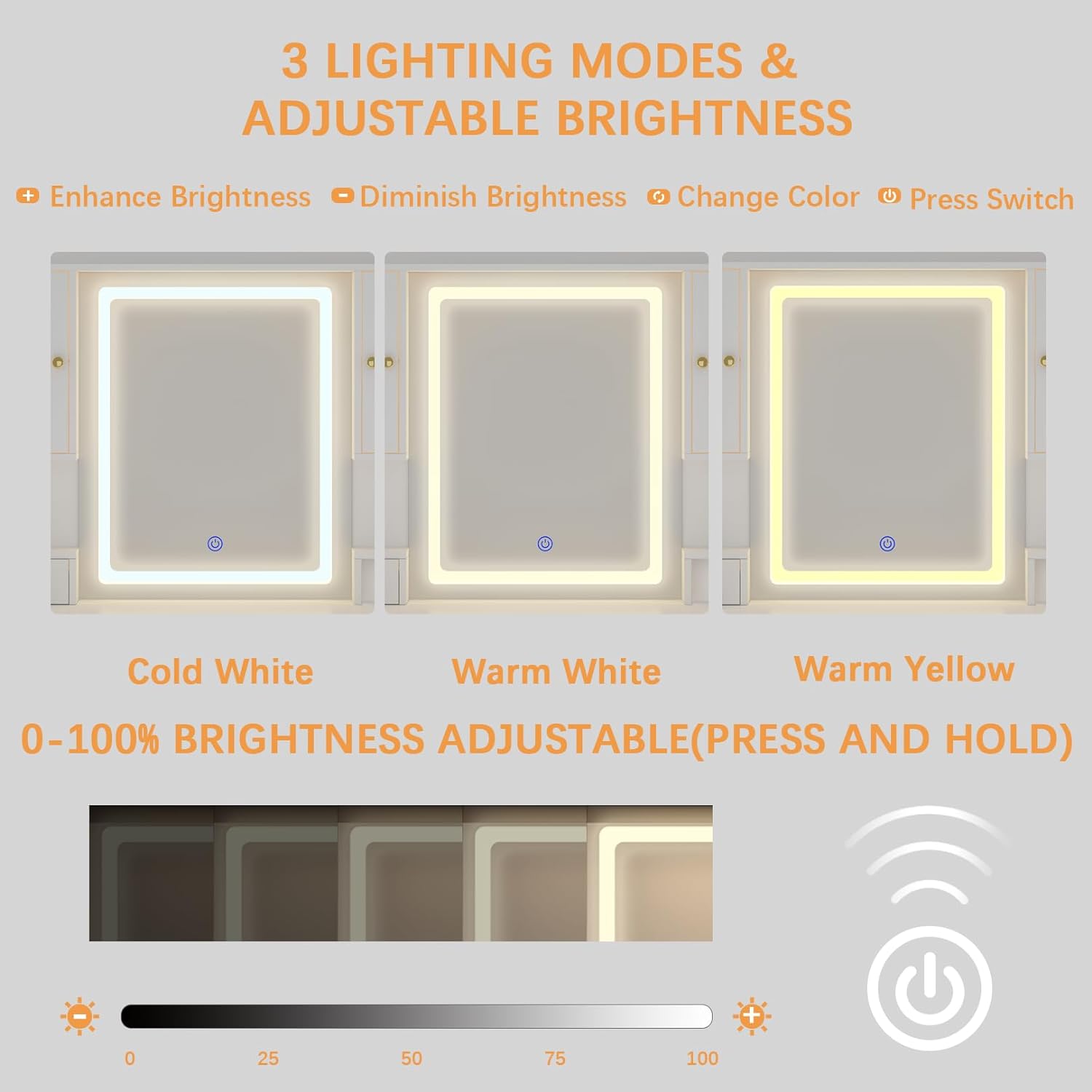 Dnxao Large Make up Vanity Desk with Mirror and Lights,3 Lights Mode and Brightness Adjusted by Touch Button, Built-in Power Strip and 6 Drawers,4 cabinets,2 cabinets with RGB Lights