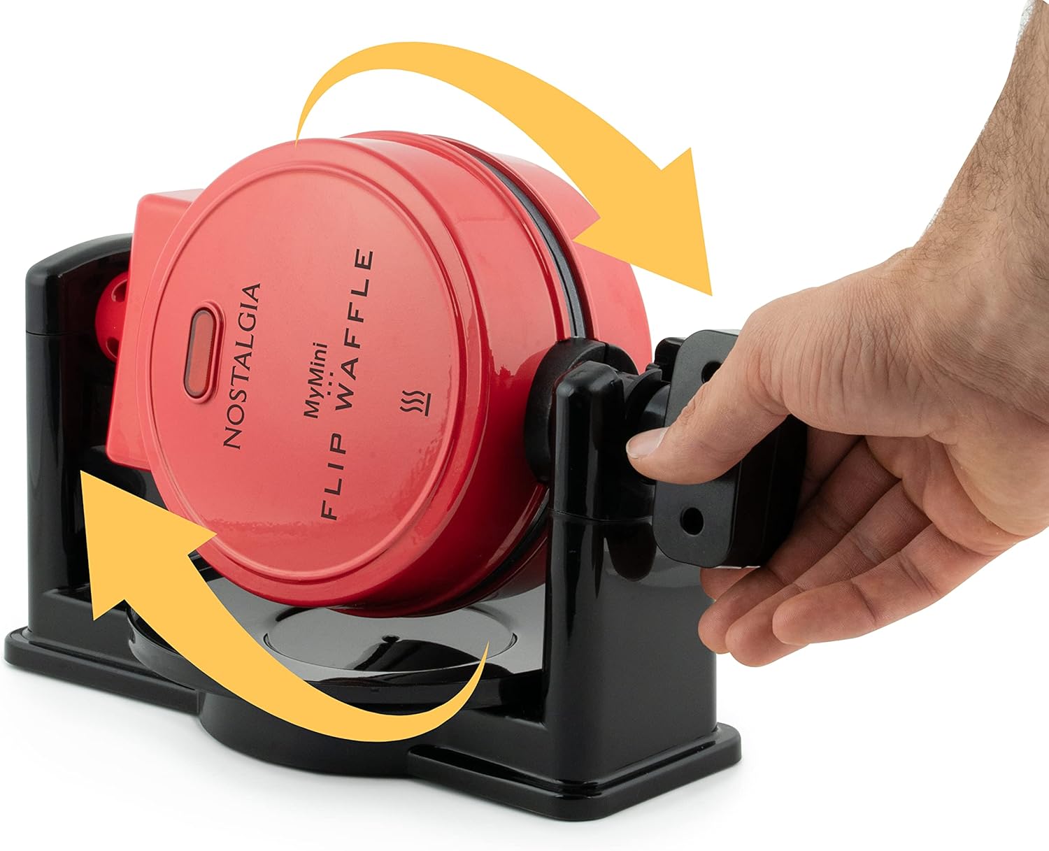 Nostalgia MyMini Cars and Trucks Shape Electric Waffle Maker, 5-Inch Non-Stick Griddle for Waffles, Hash Browns, Eggs, and More, Yellow