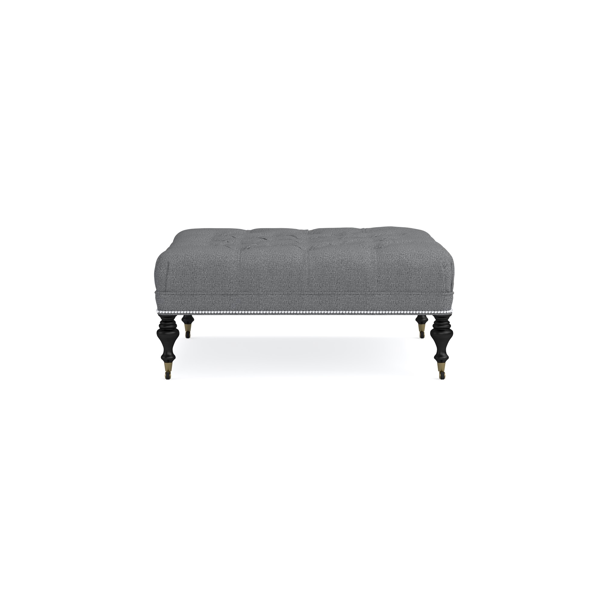 Fairfax Square Ottoman, Turned Leg with Tufted Top (26