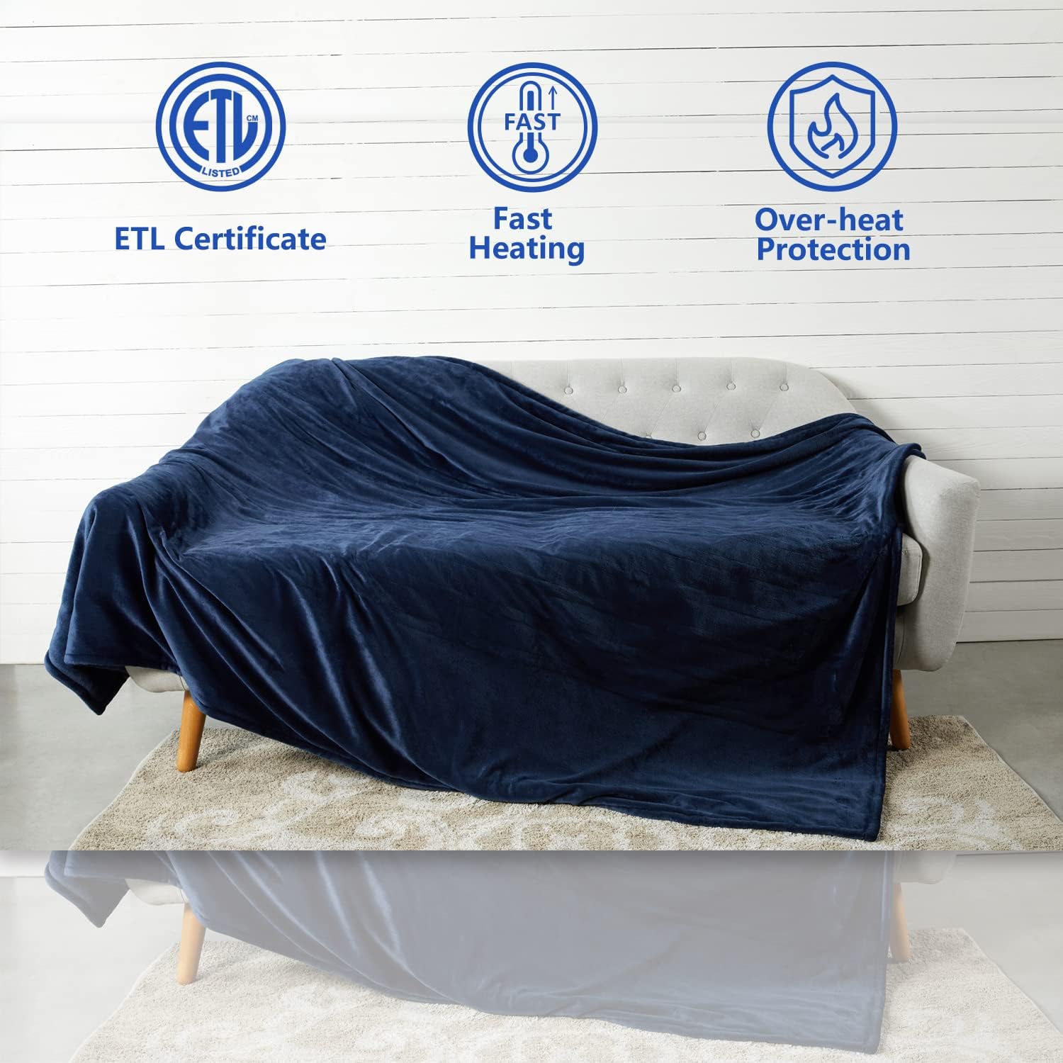 Tefici Electric Heated Blanket Throw, Super Cozy Soft 2-Layer Flannel 50
