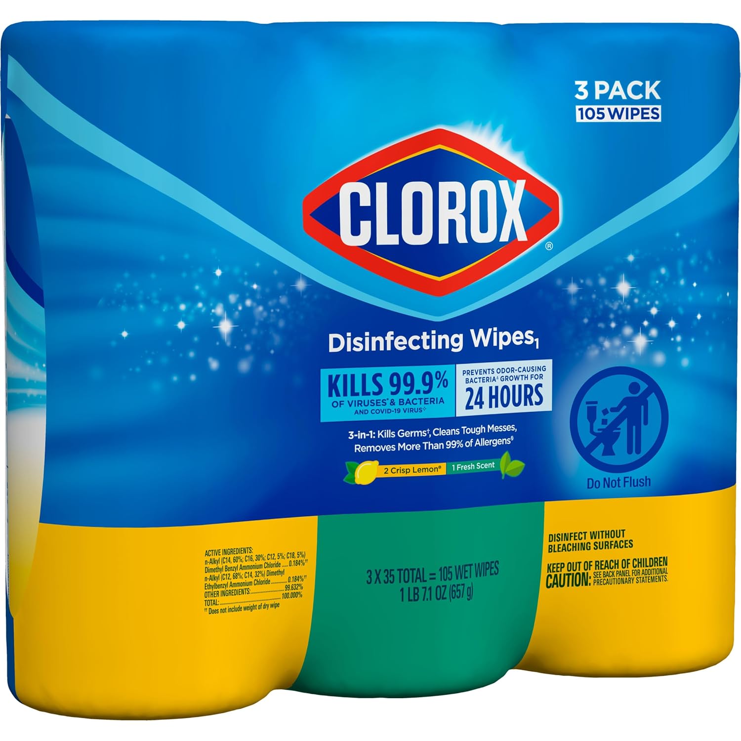 Clorox Disinfecting Wipes Value Pack, Cleaning Wipes, 35 Count Each, Pack of 15 (Package May Vary)