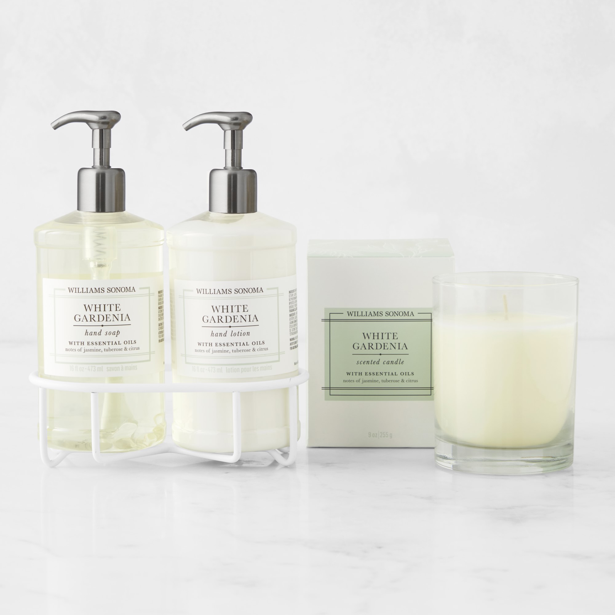Williams Sonoma White Gardenia Hand Soap & Lotion 4-Piece Set