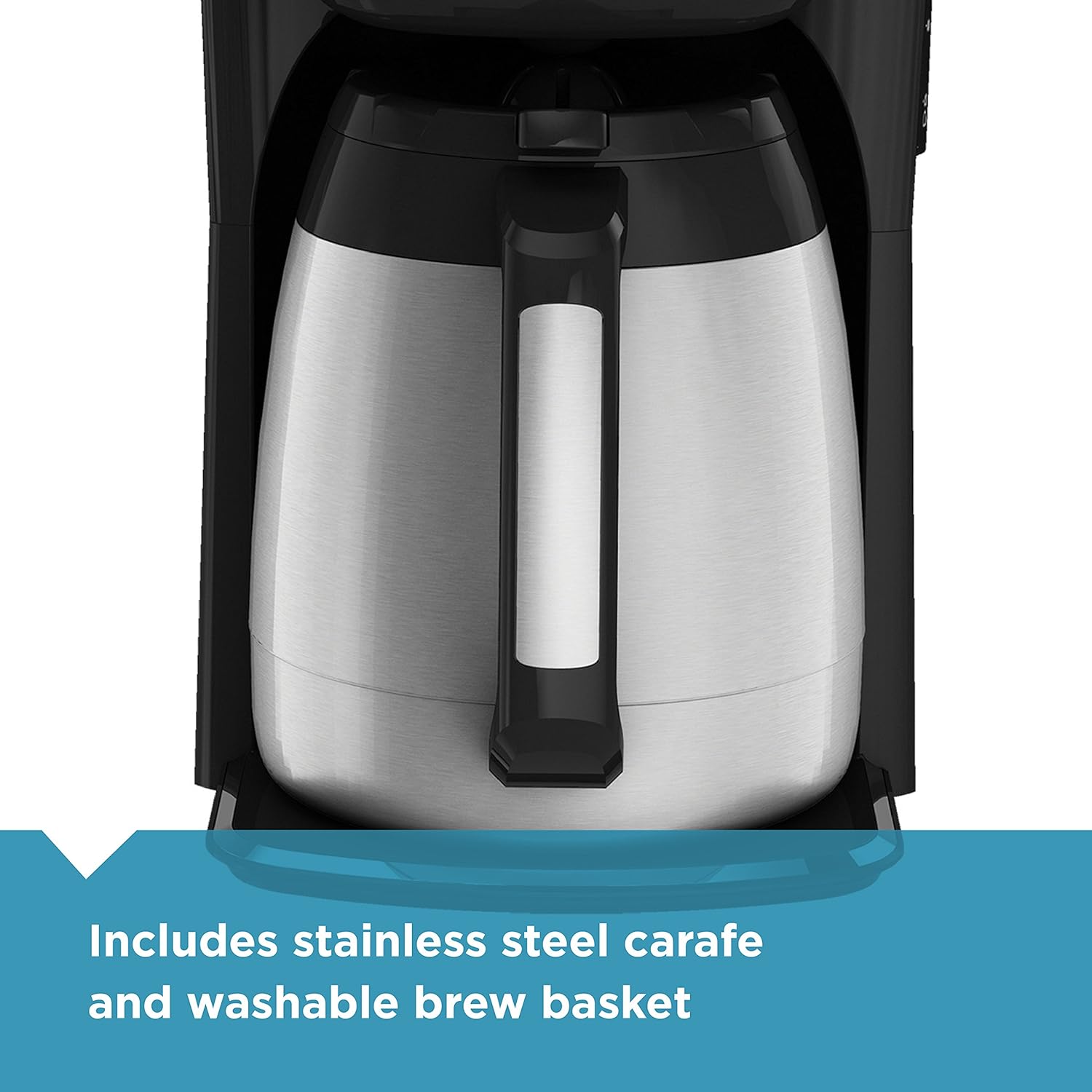 BLACK+DECKER 12 Cup Thermal Programmable Coffee Maker with Brew Strength and VORTEX Technology, Black/Steel