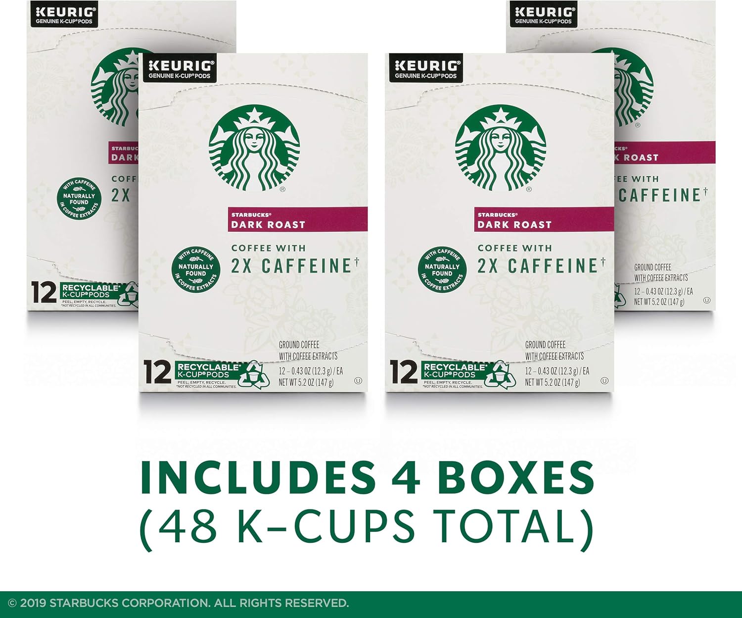 Starbucks K-Cup Coffee Pods, Dark Roast Coffee, French Roast for Keurig Brewers, 100% Arabica, 4 boxes (96 pods total)