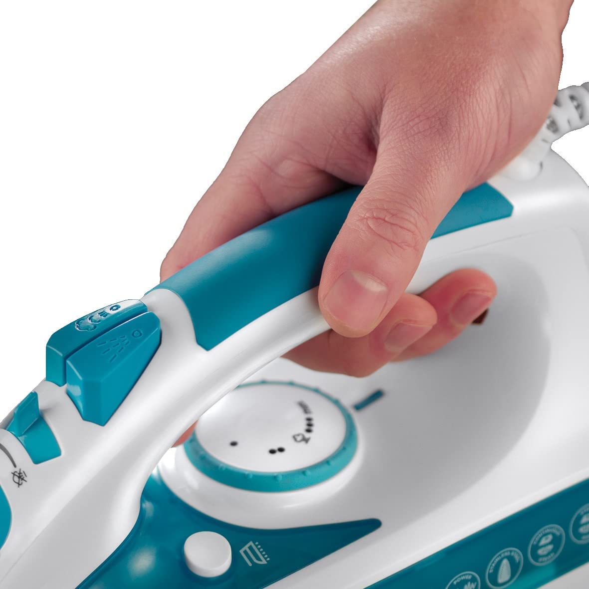 Professional Clothes Iron - 2600 W, Ceramic Soleplate, 210g Steam Boost, Self-Cleaning Function, White and Blue - 20562-56