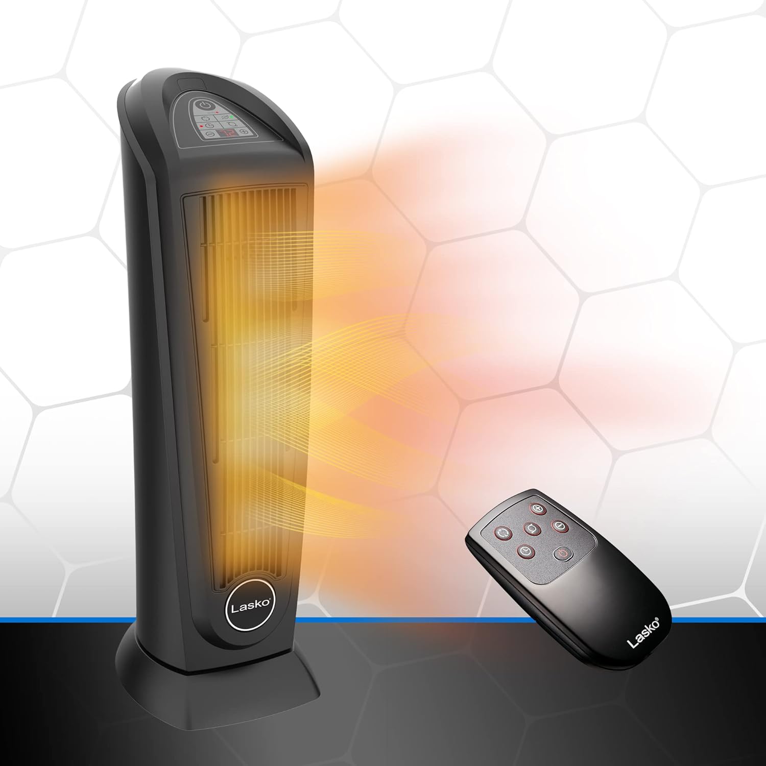 Lasko Oscillating Digital Ceramic Tower Heater for Home with Adjustable Thermostat, Timer and Remote Control, 23 Inches, 1500W, Silver, 755320, 8.5″L x 7.25″W x 23″H, Silver