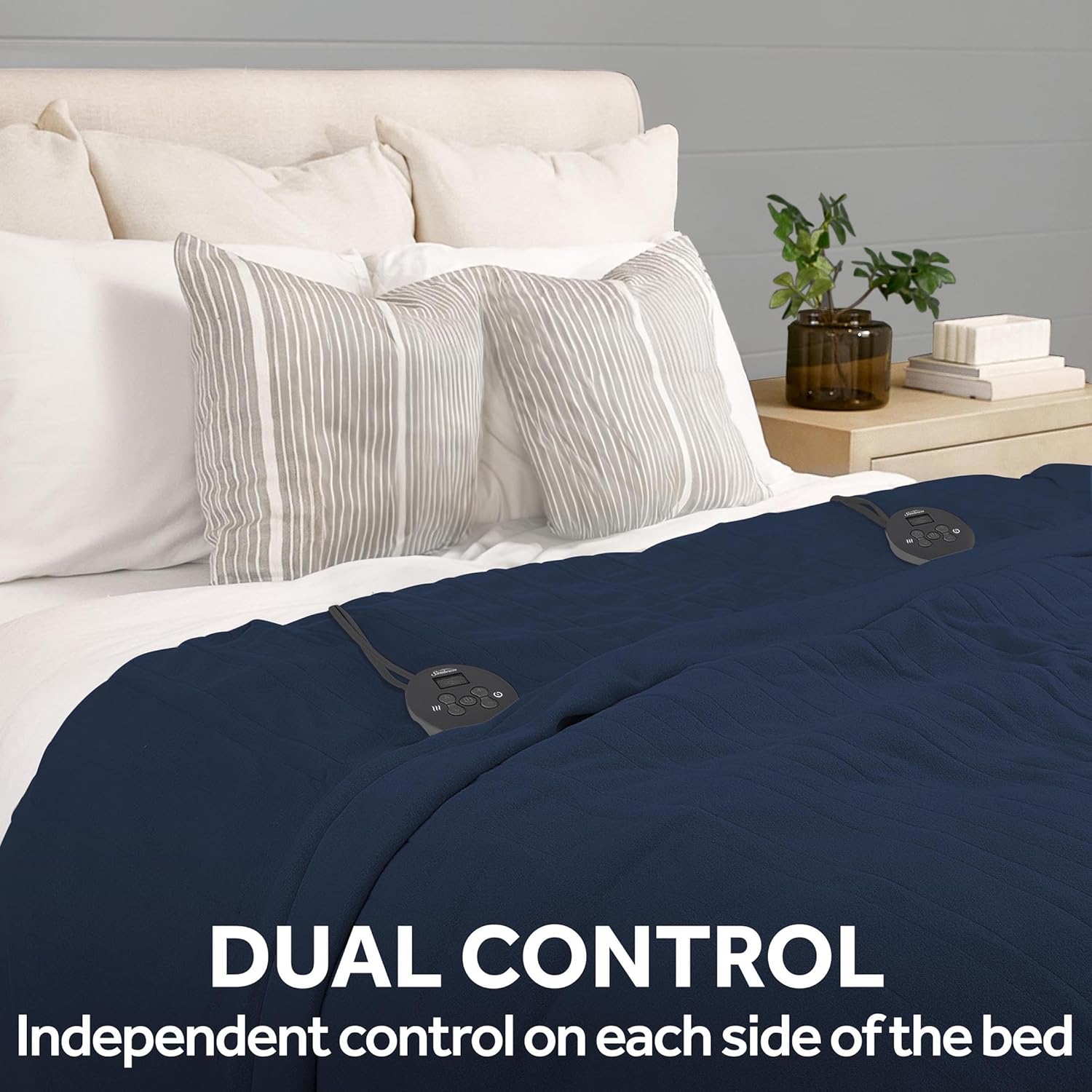 Sunbeam Royal Ultra Rodeen Blue Plaid Heated Personal Throw / Blanket, Cozy-Warm, Adjustable Heat Settings