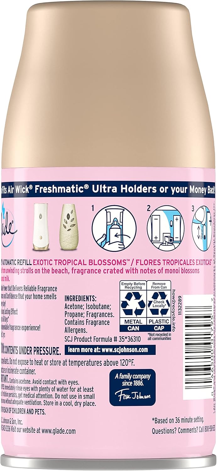 Glade Automatic Spray Refill and Holder Kit, Air Freshener for Home and Bathroom, Clean Linen, 6.2 Oz, 2 Count