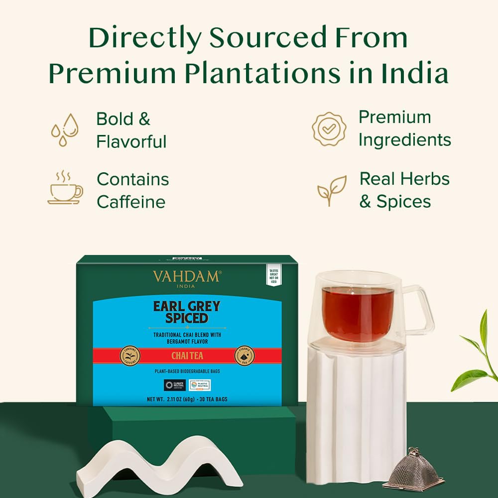 VAHDAM, Organic Turmeric Ginger Herbal Tea Bags (100 Pyramid Tea Bags) Caffeine Free, Non GMO, Gluten Free | 100% Pure Herbal Blend - Savory & Spicy | Plant-Based Tea Bags | Resealable Ziplock Pouch