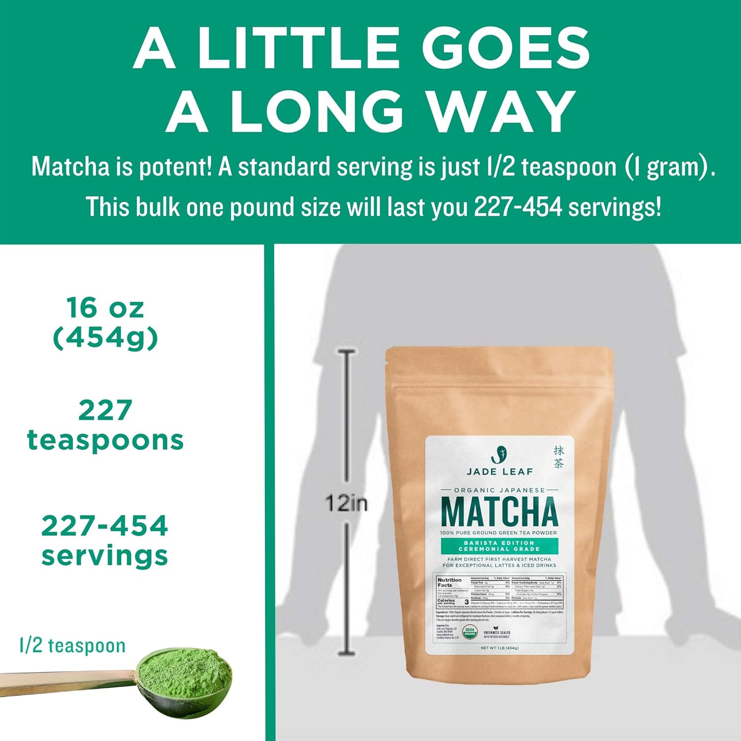 Jade Leaf Matcha Organic Green Tea Powder - Culinary Grade Premium Second Harvest - Authentic Japanese Origin (1.06 Ounce Pouch)