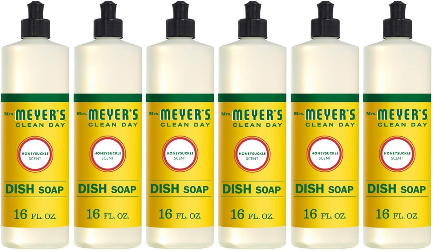 MRS. MEYER'S CLEAN DAY Liquid Dish Soap, Biodegradable Formula, Basil, 16 fl. oz - Pack of 3
