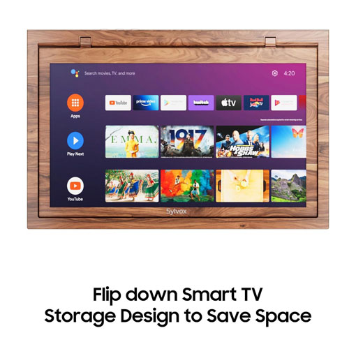 [2024 Black Friday Deal + Fast Delivery]SYLVOX 15.6'' Flip Down Smart TV Under Cabinet TV | Supports 360 Degree Rotation WiFi & Wireless Connection(Wood Grain Color)