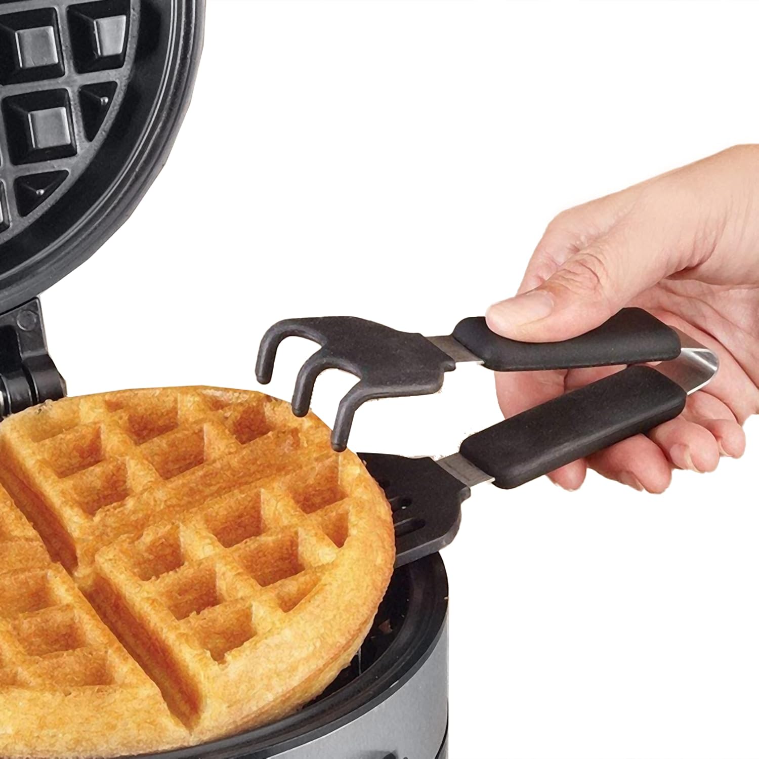 KRUPS: Waffle Maker, Stainless Steel, 4 Slices, 1200 Watts Square, 5 Browning Levels, Removable Plates, Dishwasher Safe, Belgian Waffle Silver and Black