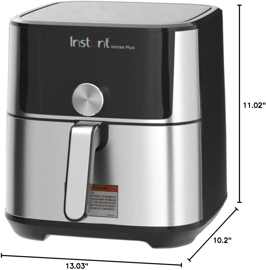 Instant Vortex Plus 4QT Air Fryer, Custom Program Options, 6-in-1 Functions Crisps, Broils, Roasts, Dehydrates, Bakes, Reheats, 100+ In-App Recipes, from the Makers of Instant Pot, Stainless Steel