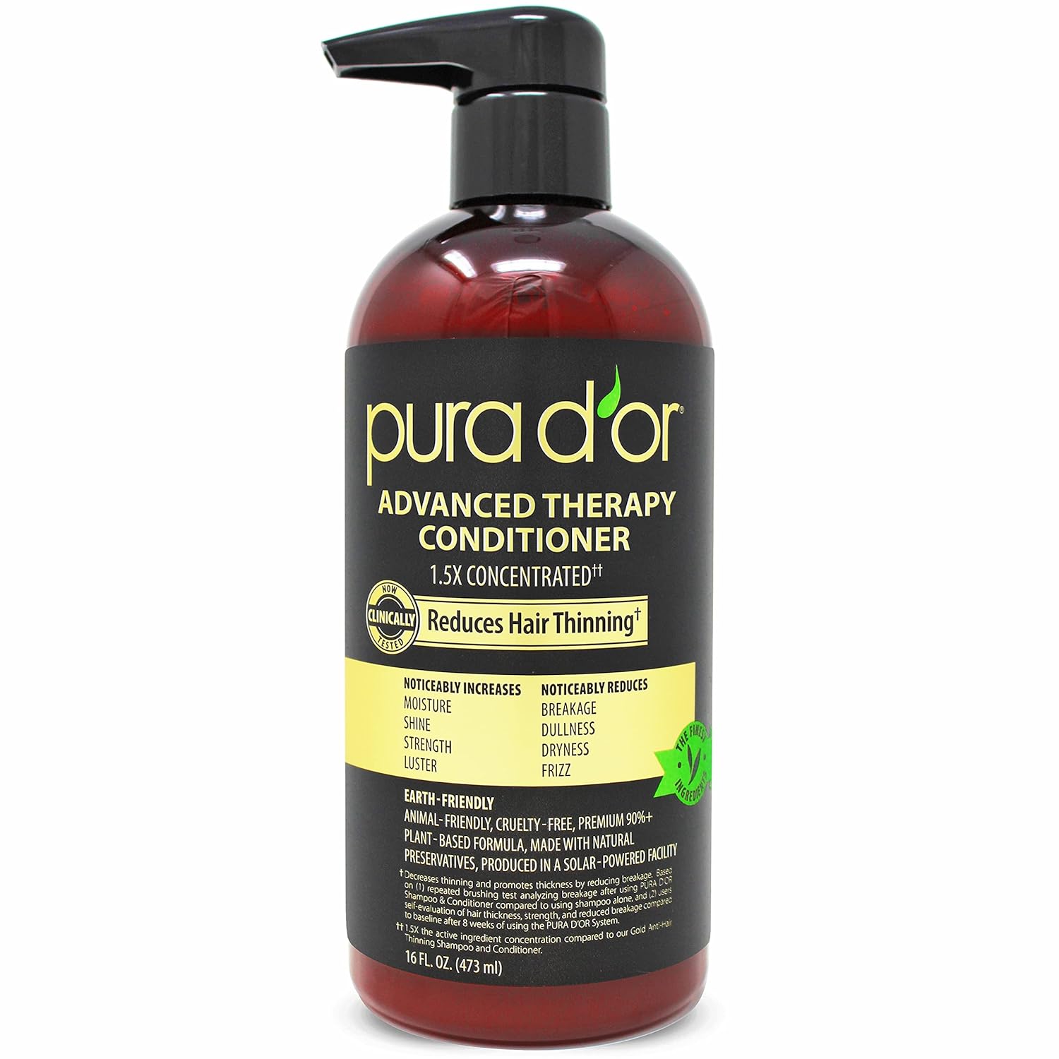 PURA D'OR Advanced Therapy Conditioner (16oz) For Increased Moisture, Strength, Volume & Texture, No Sulfates, Contains Argan Oil & Biotin, All Hair Types, Men & Women (Packaging May Vary)