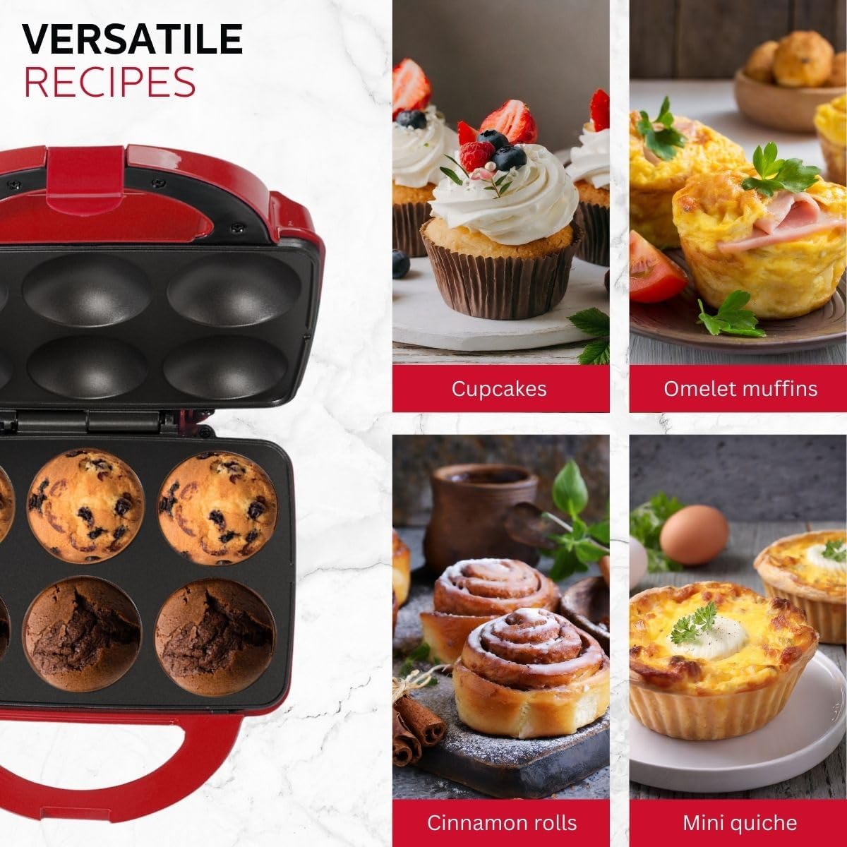 Holstein Housewares Non-Stick Cupcake Maker, Teal - Makes 6 Cupcakes, Muffins, Cinnamon Buns - Birthdays, Holidays, and More