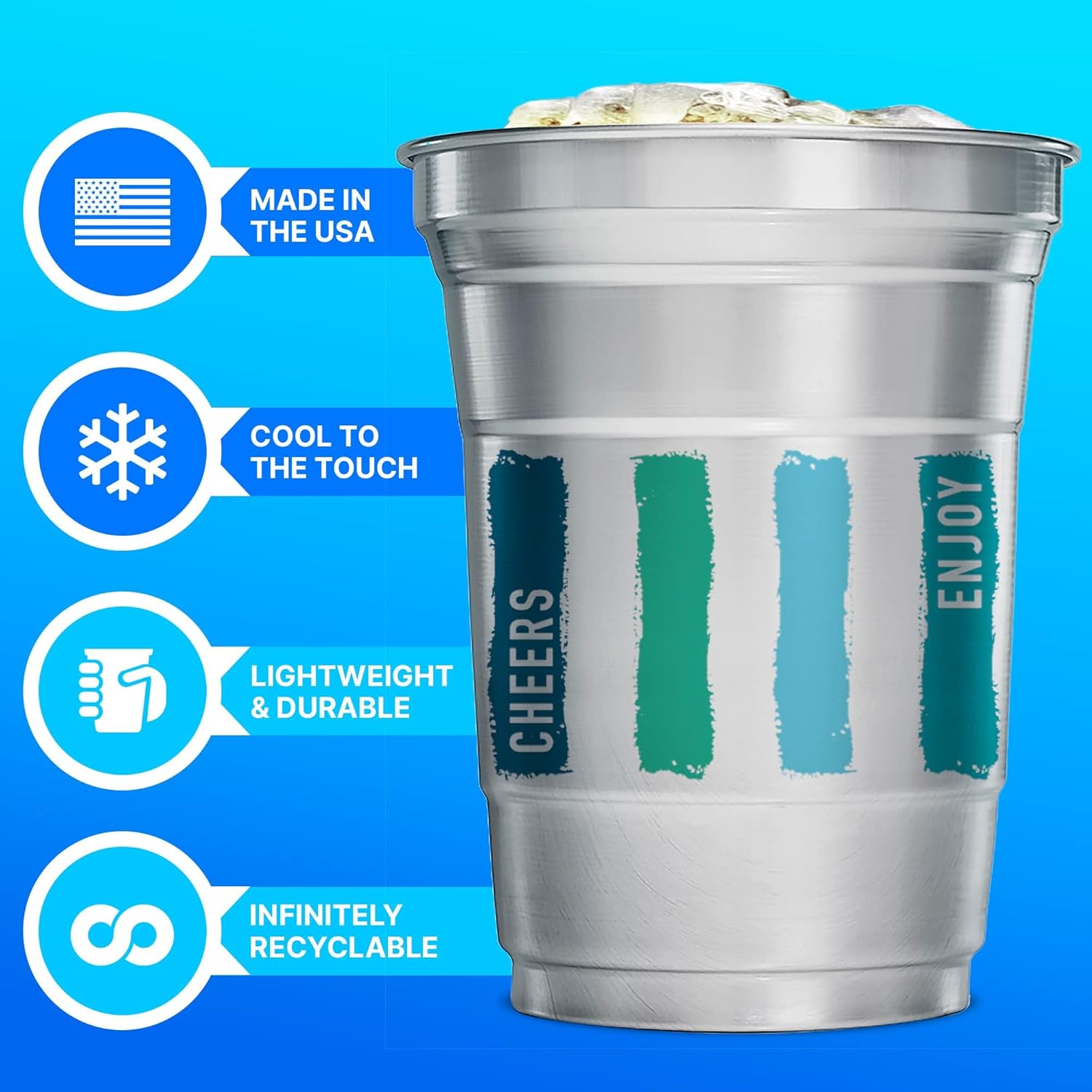 Ball Aluminum Cup Recyclable Party Cups, 20 oz. Cup, 30 Cups Per Pack