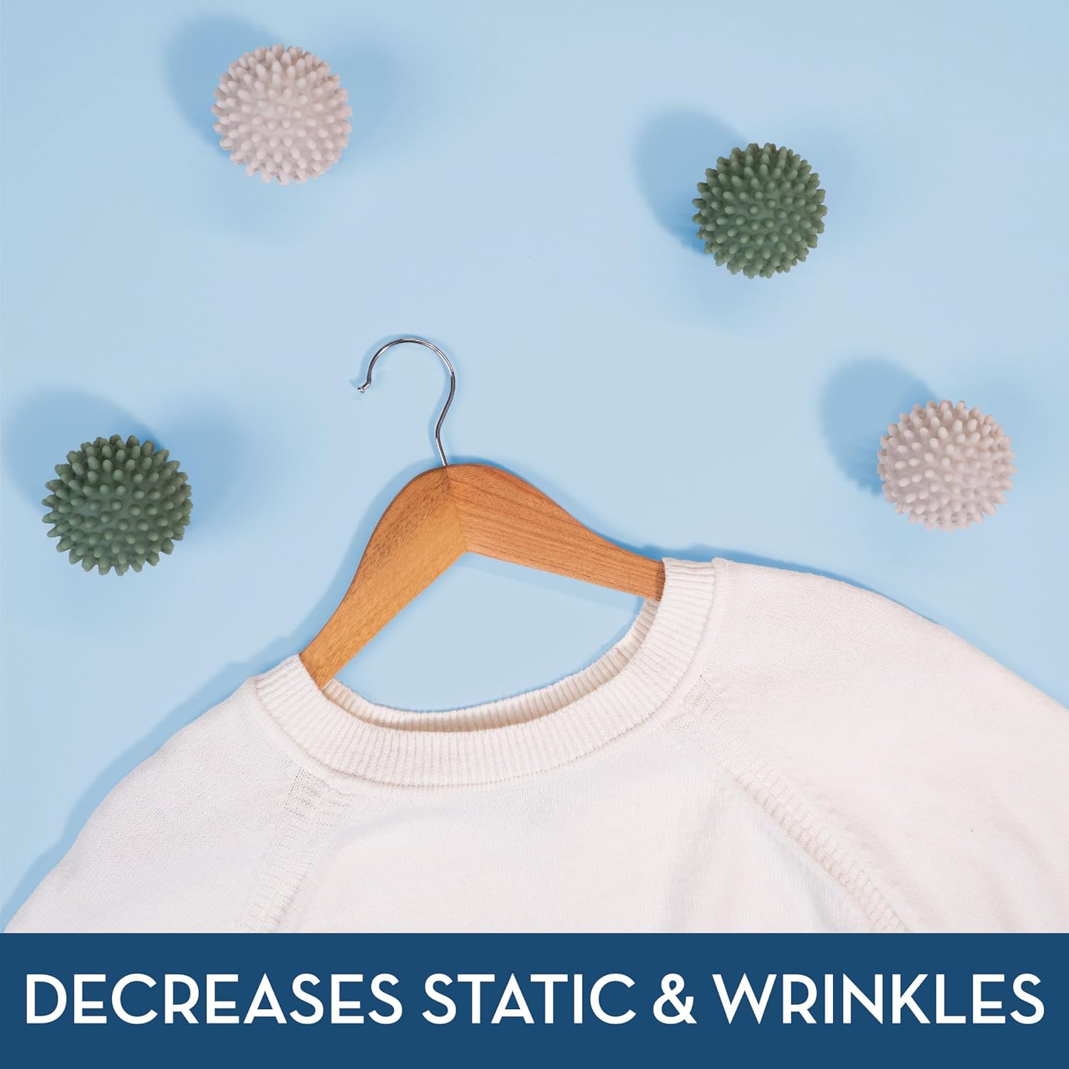 S&T INC. Reusable Dryer Balls, Fabric Softener for Laundry, Blue, 2.5 in, 6 Pack