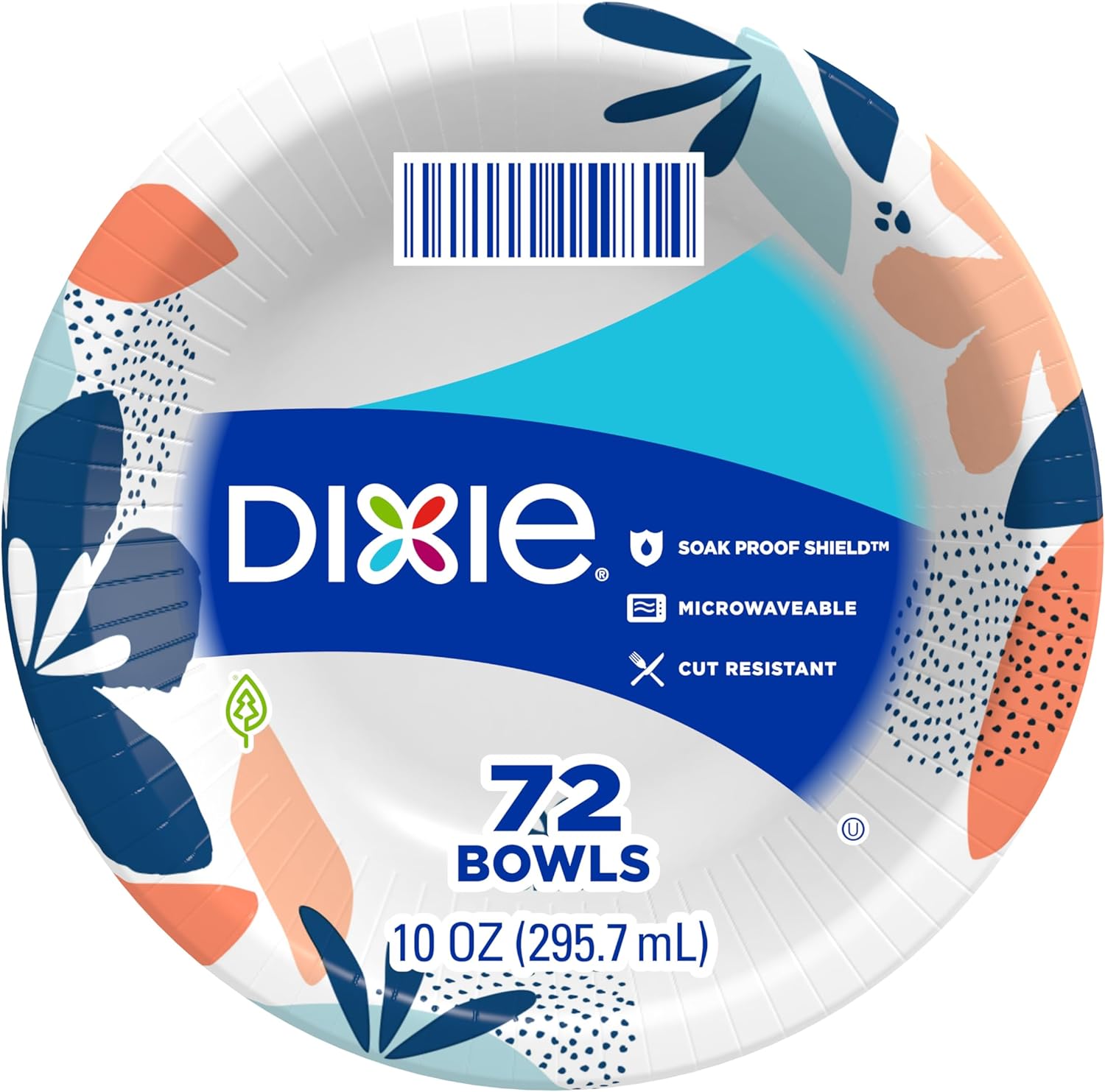 Dixie Small Paper Bowls, 10 Oz, 72 Count, Microwave-Safe, Soak-Proof, Disposable Bowls Great For Snacks, Dessert, And Light Lunch Meals