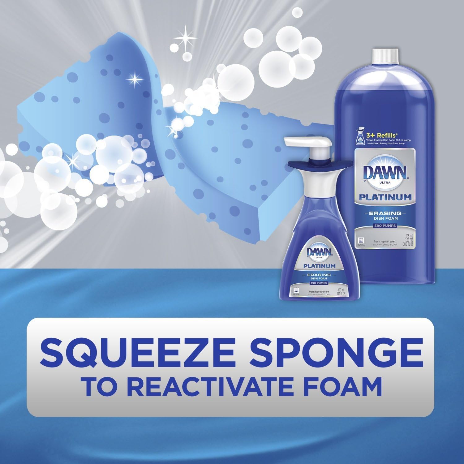 Dawn Ultra Platinum Foam Dishwashing Foam, Fresh Rapids Scent, 10.1 fl oz (Packaging May Vary)