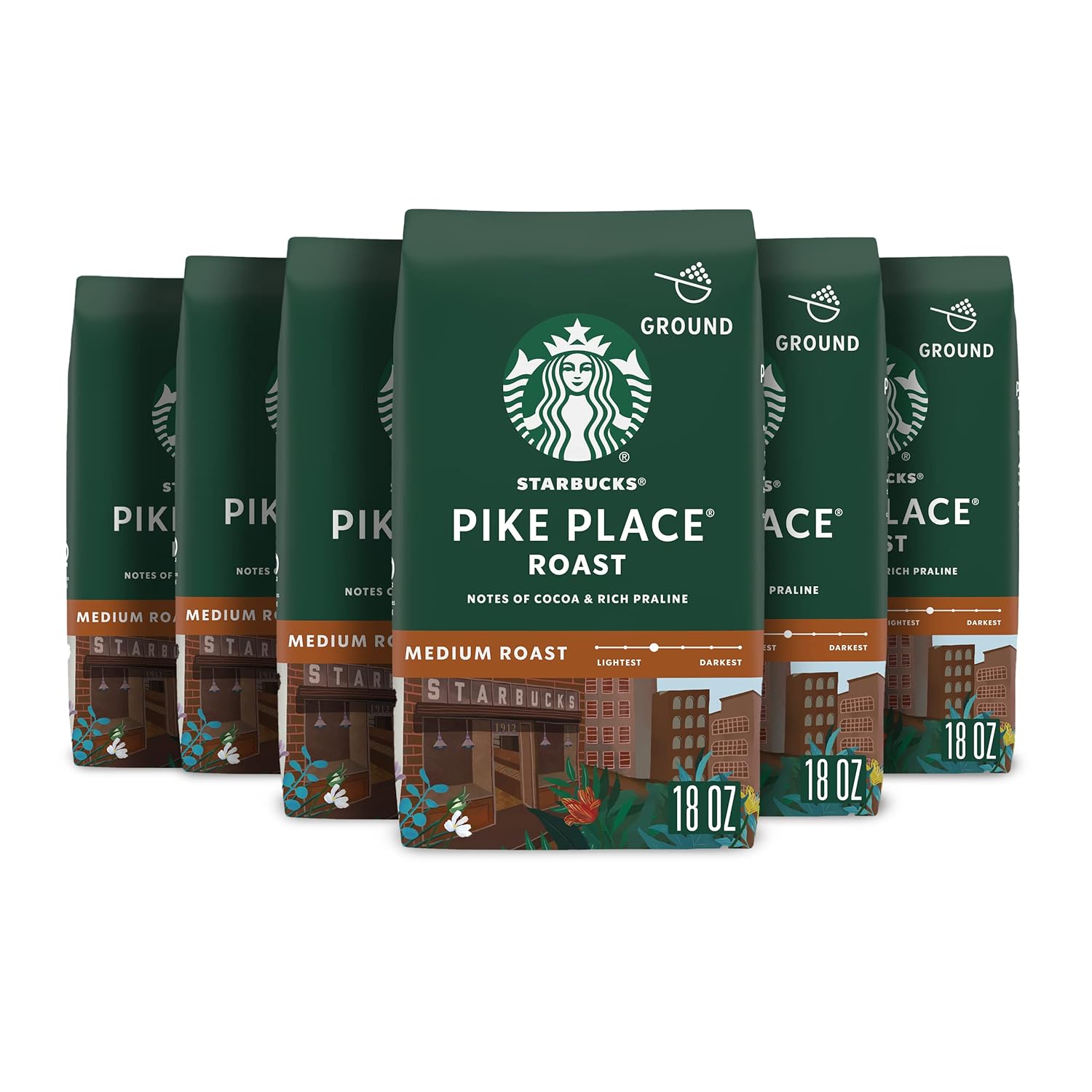 Starbucks Ground Coffee, Medium Roast Coffee, Pike Place Roast, 100% Arabica, 1 Bag (28 Oz)