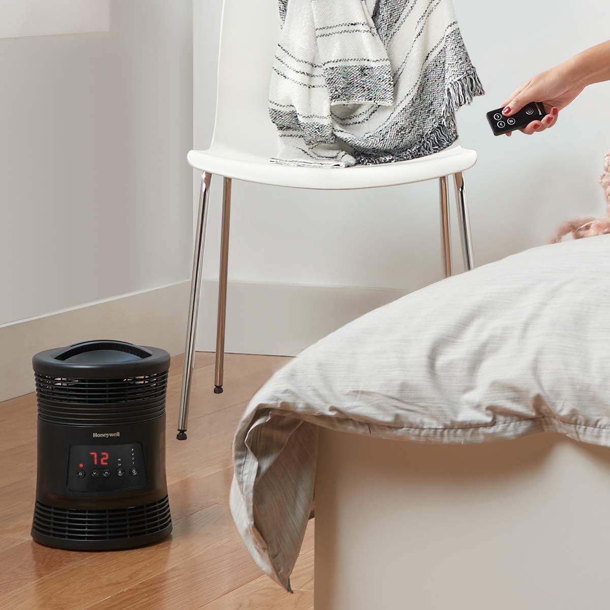 Honeywell HHF360V 360 Degree Surround Fan Forced Heater with Surround Heat Output Charcoal Grey Energy Efficient Portable Heater with Adjustable Thermostat & 2 Heat Settings, Small