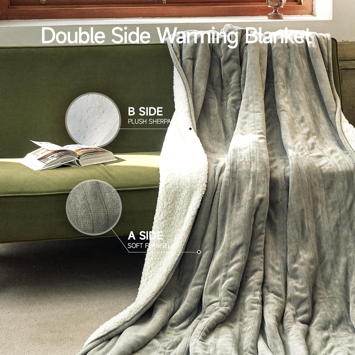 GOTCOZY Heated Blanket Electric Throw 50''X60''- Soft Silky Plush Electric Blanket with 4 Heating Level & 3 Hour Auto Off Heating Blanket, ETL Certified Machine Washable (Rose Dust)