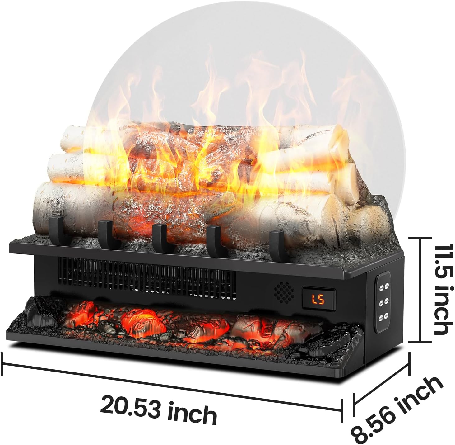21 Inches Electric Fireplace Insert Log Heater Set, Freestanding Heater with Adjustable Flame Brightness and Flicker Speed, 750w/1500w Heating, Overheat Protection, Remote Control