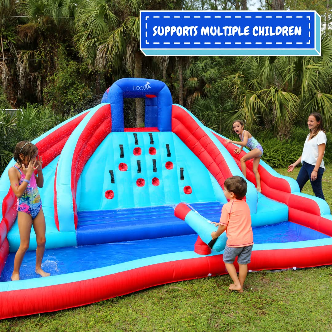 Double Water Slide with Climbing Wall 6.5x13x11 FT Inflatable Double Water Slide