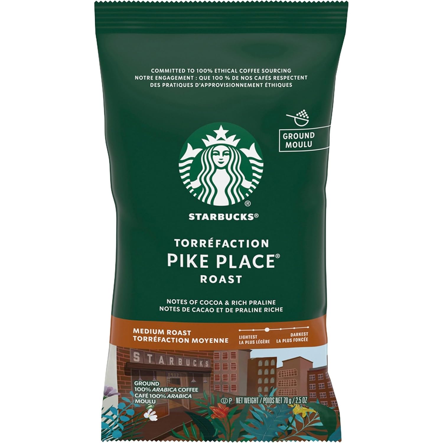 Starbucks Ground Coffee, Medium Roast Coffee, Pike Place Roast, 100% Arabica, 1 Bag (28 Oz)