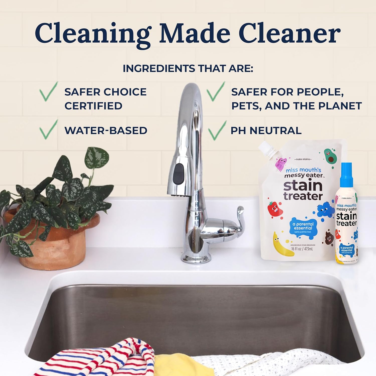 Miss Mouth's Messy Eater Stain Treater Spray - 4oz Stain Remover - Newborn & Baby Essentials - No Dry Cleaning Food, Grease, Coffee Off Laundry, Underwear, Fabric