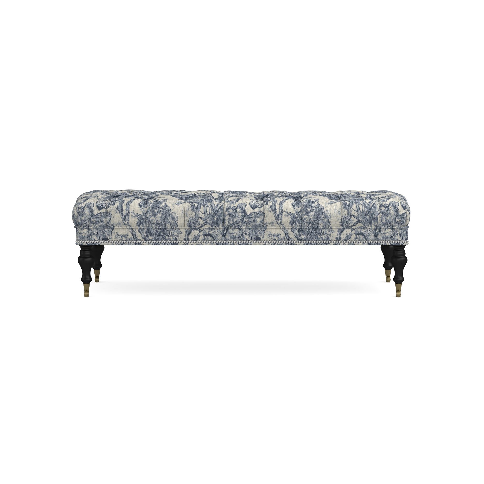 Sanderson x Giles Deacon Fairfax Bench Ottoman, Turned Leg with Tufted Top (26